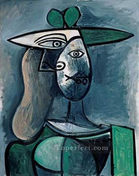  1961 Pintura al %c3%b3leo - Femme au chapeau1 1961 Cubismo